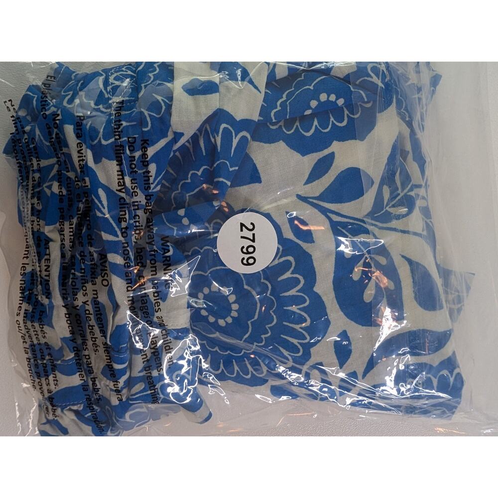 Boden Felicity Cotton Blouse - White & Blue Floral Button-Up Ruffles Sz 6 - Picture 10 of 10